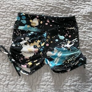 Justice girls Black and Gold Splatter Shorts Size 7/8